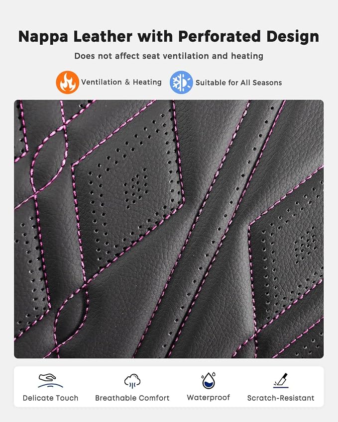 Huidasource Rear Seat Covers, Waterproof Faux Leather Rear Split Bench Car Seat Covers, Universal Fit for Most Cars Sedans SUVs Pickups Trucks, Cup Holder Compatible, Black&Purple