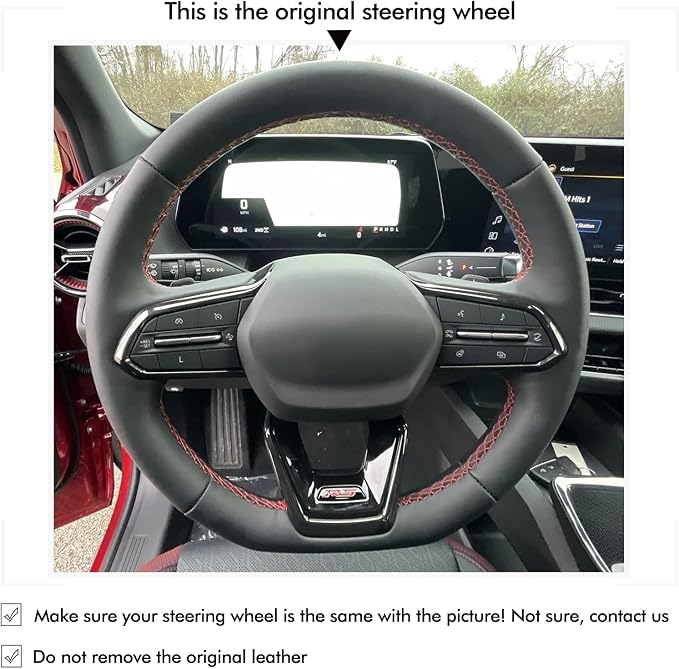 MEWANT Hand Stitch Black Suede Carbon Fiber Steering Wheel Cover for Chevy Equinox RS 2025 Silverado EV RST 2024-2025