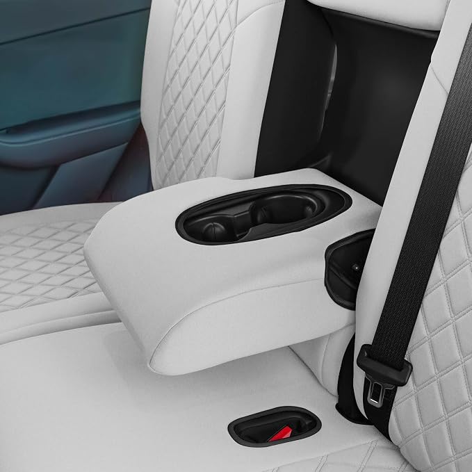 FH Group Custom Fit Car Seat Covers Specifically Made for 2020-2025 Tesla Model Y Ultraflex Neoprene Water Resistant Automotive Seat Covers - Full Set Solid Gray
