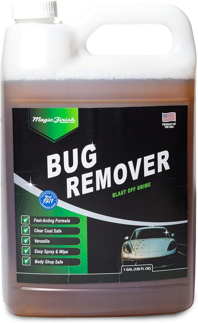Magic Finish Car Bug Remover Spray (1 Gallon) – Fast-Acting Spray for Road Grime and Organic Residue – Car Cleaning Supplies for Paint Glass Plastic & Chrome