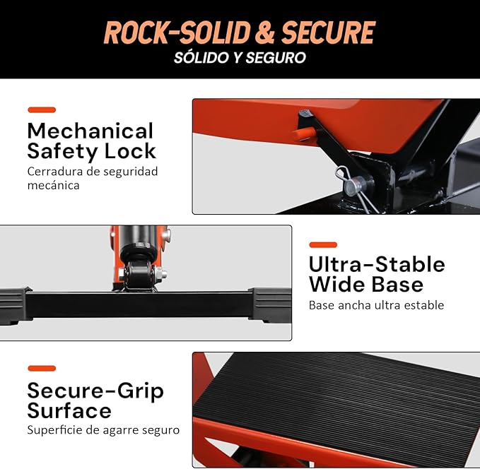 SEKAM Dirt Bike Stand, 1200 LBS Hydraulic Motorcycle Lift Jack with Safety Lock, Heavy-Duty Motorcycle Lift Stand for Maintenance & Repair