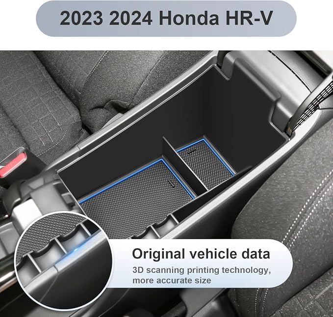 SKTU for 2023 2024 2025 2026 2027 Honda HR-V Center Console Organizer 2023 2024 2025 2026 2027 HRV (LX/Sport/EX-L) Console Tray Honda HRV 2024 2025 2026 2027 Accessories with Coin Holder (Blue)