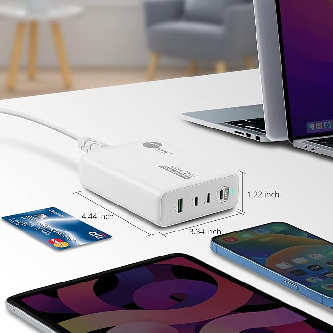 SIIG 240W USB-C 4-Port PD GaN Charger, 3C1A, PD 3.1/ QC 3.0 Fast Charging for MacBook Pro/Air iPad iPhone 14 Plus 13 12 Pro Max Samsung Galaxy Note 20 S22 Pixel and More (AC-PW1X11-S1)