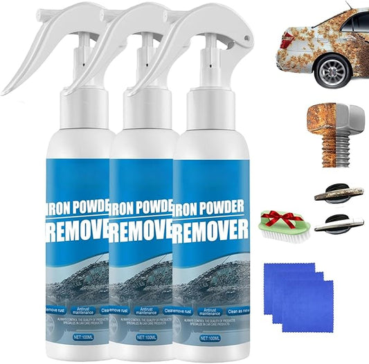 Iron Powder Remover Spray, Portable Heavy Duty Rust Remover for Metal Sprays Fast-Acting Oxidation Remover, Multi-functional Quick-Acting Rust Removal Spray for Metal, Bikes, Tools, Furniture (3pcs)