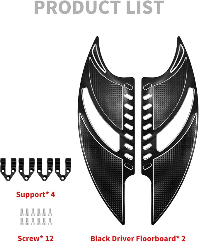 Motorcycle Driver Floorboard Front Rider Footboards Pedal CNC Foot Pegs Fit For Harley Touring Road King Road Glide Electra Glide Street Glide 1986-2025 Softail Dyna (Black)