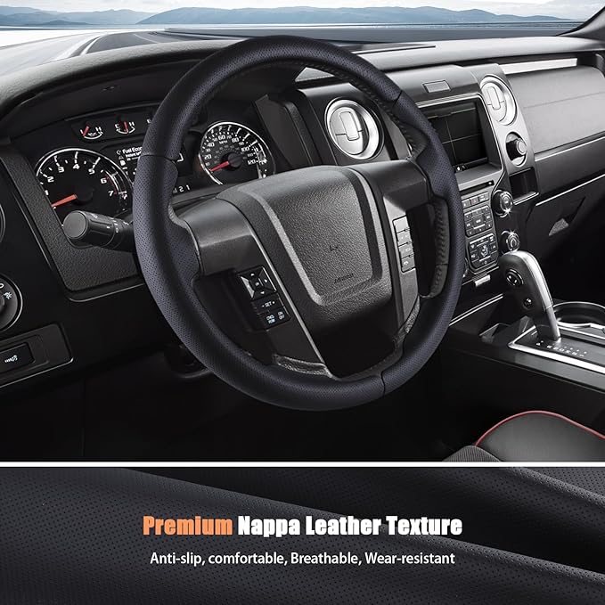 Steering Wheel Cover for Ford F150 2009-2014/Ford Expedition 2015-2017 Custom-fit Car Steering Wheel Cover for Ford Steering Wheel Protector