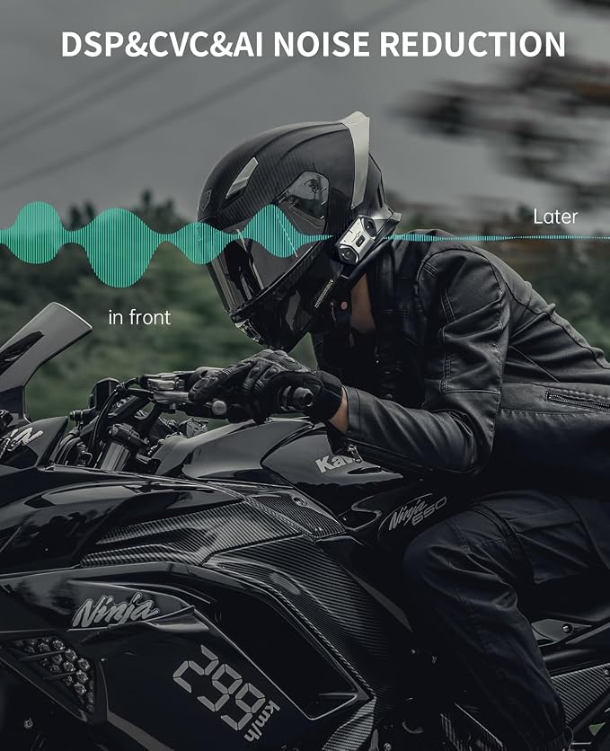 FreedConn Free+ Motorcycle Helmet Bluetooth Headset, 256 Riders 2000m Intercom, Auto-Join Mesh Network Motorcycle Communication Systems with Noise Cancellation, Hi-Res Audio for Group Ride, 1 Pack