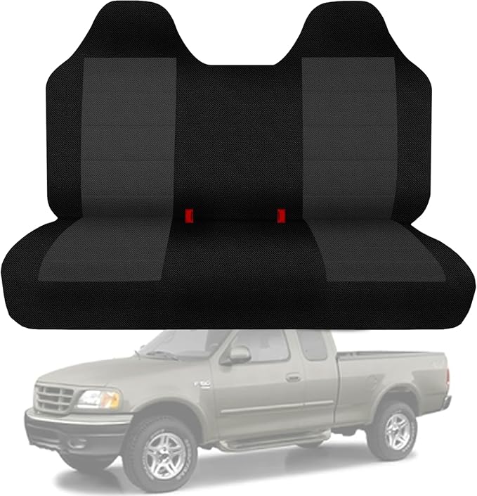 ESMING Front Bench Seat Cover with Molded Headrests Fit for Ford F-150 1999-2004, Thickened Waterproof Oxford Cloth, Solid Bench Seat Protector, Easy to Clean