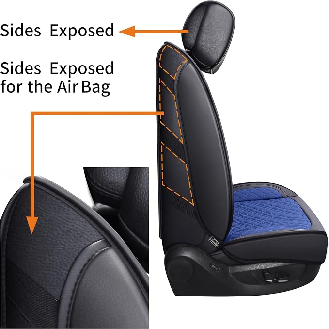 YIERTAI Car Seat Covers for Dodge Ram Fit 2009-2026 1500 2010-2026 2500 3500 Classic Bighorn Longhorn Laramie Tradesman Truck Blue Front