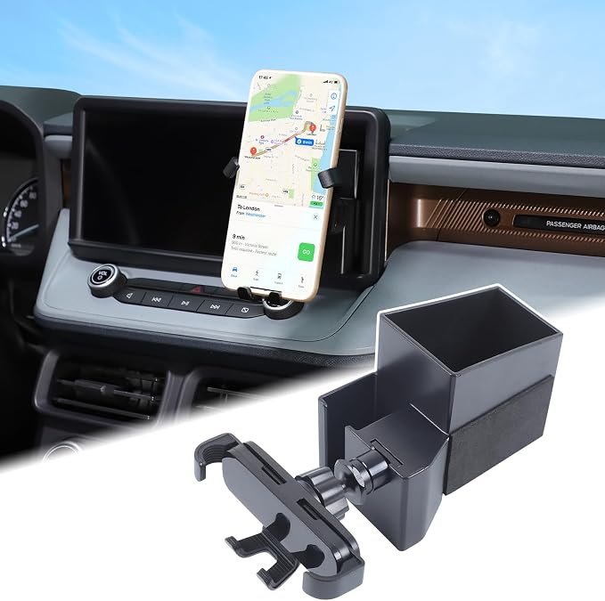 Aunginsy Car Hidden Screen Drawer Organizer with Phone Holder Compatible with Ford Maverick 2022-2024 Center Console Multimedia Display Right Side Panel Storage Box Truck Dash Cubby Insert Accessories