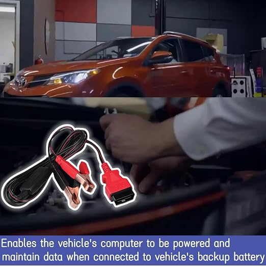 Autel MaxiBAS BTMS OBDII Memory Saver, Battery Tester, Polarity-Protected, Attaches to 12 Volt Backup Battery, Provides Power to Vehicle's Computer, Maintains Data