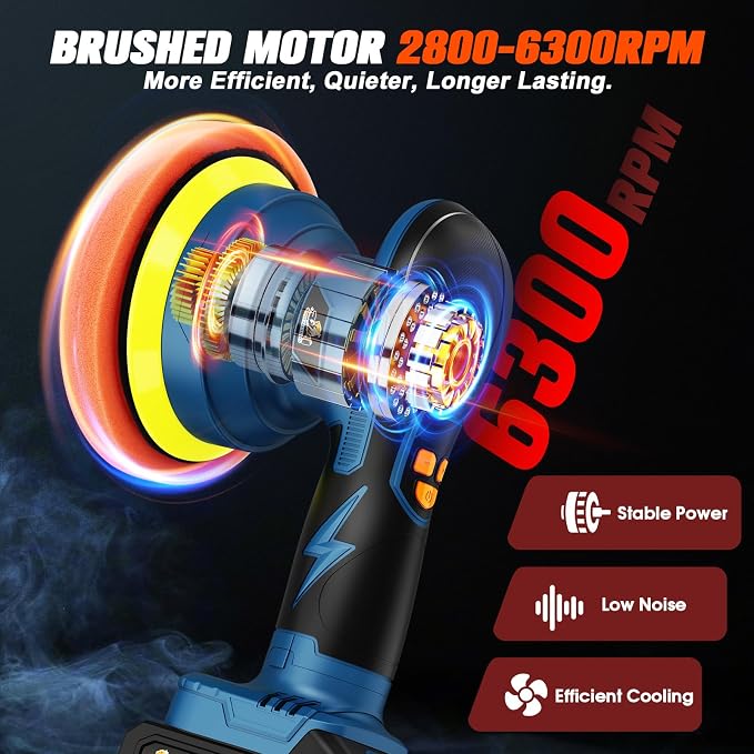 Cordless Car Buffer Polisher kit, 21V Dual 2000mAh Batteries, 8-Speed Orbital Polishing Machine with LED Display, 18PCS Kit for Car Detailing, Wax & Scratch Repair
