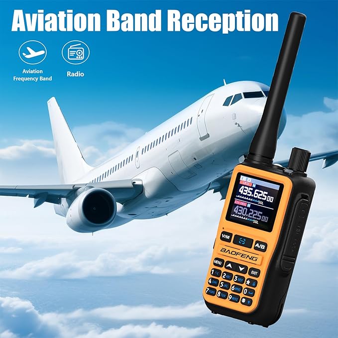 BAOFENG UV-5R Mini Two Way Radio BF-5R Mini Walkie Talkie Wireless Power Adjustable Tiny Size Frequency Copy 999 Channels Type-C Four Colors Portable Ham with 771 Antenna and Headset（2 Pack） (Orange)