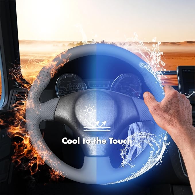 MEWANT Hand Stitch Steering Wheel Cover for Toyota RAV4 1998-2003 / Celica 1999-2006 / Corolla 2003-2008 / Matrix 2002-2008 / MR2 1999-2007 / Supra/Caldina, Custom Fit DIY Wrap Interior Accessories