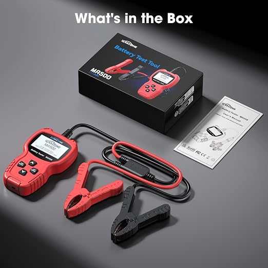 MA500 Car Battery Tester, 9V - 30V Digital Automotive Alternator Meter Diagnostic Tool 100-2000 CCA Load Capacity Auto Charging & Cranking Analyzer for Car Truck Motorcycle Boat RV ATV Yacht