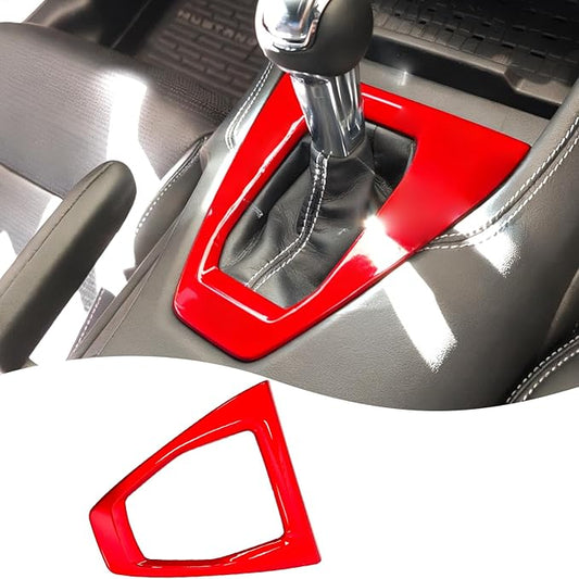 MUXEE Console Gear Shifter Panel Cover,for Ford Mustang 2024 2025 2026 - ABS Wine red Sport Style Console Gear Shifter Panel Cover Accessories(for Manual Gear Model)