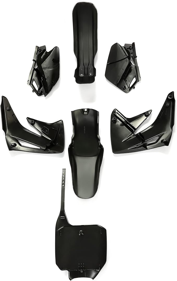 ALMULOO Plastic Kit Compatible with 2003-2007 Honda CR85R/CR85RB Expert, Black Body Fairing Set Front/Rear Fender Side Panels