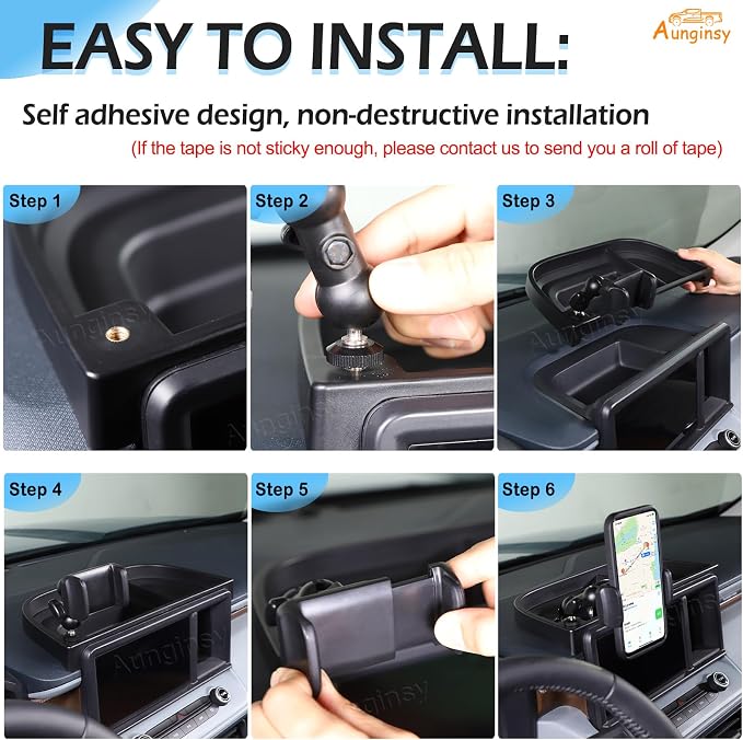 Aunginsy Center Console Dash Storage Tray Compatible with Ford Maverick 2022 2023 2024 Dashboard Multi-Functional Phone Holder Storage Box Organizer Tray Insert with Mobile Phone Mount Accessories