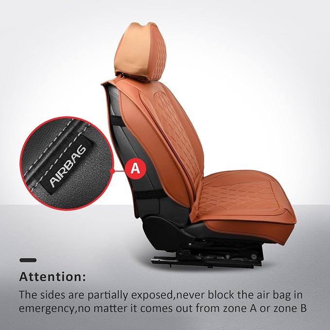 MIROZO Seat Covers Full Set,Leather Seat Covers Waterproof Seat Cover Automotive Seat Covers Car Seat Protector Vehicle Cushion Cover Universal Fits for Sedan, Truck and SUV (Full Set, Brown)