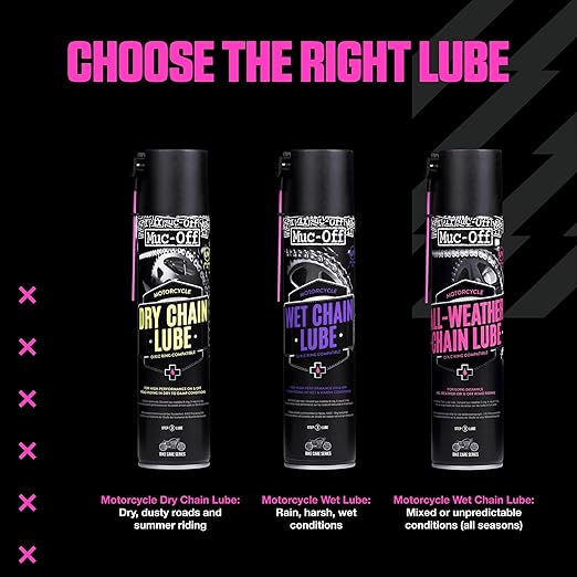 Muc Off All-Weather Motorcycle Chain Lube, 400 Milliliters - Premium Motorbike Chain Lubricant Spray - Formulated for All Weather Conditions