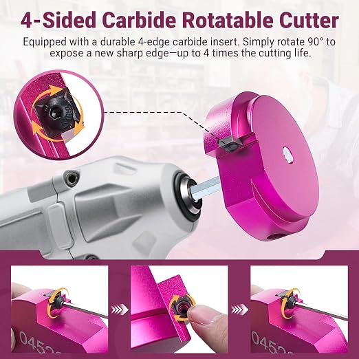 8 Pcs PVC Pipe Reamer Kit for 1/2" Drill – Fitting Saver Tool Set, Includes 1/2", 3/4", 1", 1-1/4", 1-1/2", 2", 3", 4" Carbide Inserts for SCH40 PVC CPVC ABS Pipes