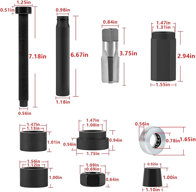 C7 C9 Injector Cup Removal Tool for CAT - Fuel Injector Sleeve In-Vehicle Remover & Installer Tool Set with Nozzle, Cup, Sleeve, and Tube, Compatible with 7.3L, 3126, 3126B, C7, and C9 Engines