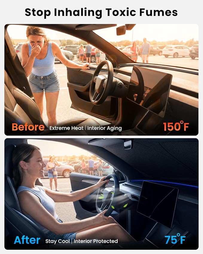 REEVAA 2026 3rd Pro Windshield Sunshade for Compact Sedan/SUV | S (59 × 29 Inches)| Dual-Layer Heat & Sun Defense, OEM Design | Foldable Sun Shade Car Accessories with Storage Bag