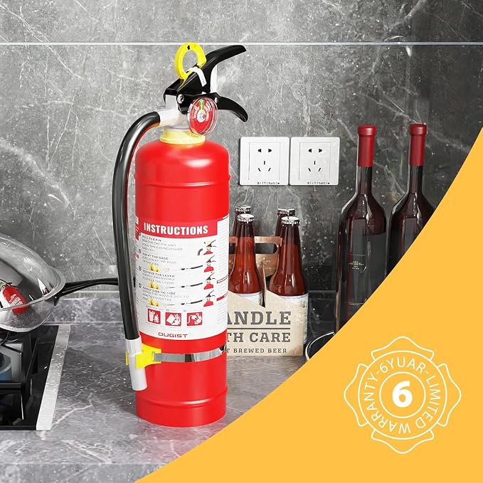 Ougist ABC Dry Chemical Fire Extinguisher, 5 lb – 2-A:10-B：C Rated for Home, Office & Vehicle, Quick Release, Easy-Grip Handle, Ideal for Electrical & Grease Fires, Model FF2KG 2Pack