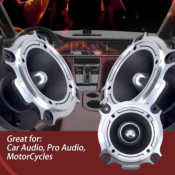 4 inch Tweeters, 300W Max Power, 50W RMS Car Speaker, 4 Ohm, 98dB Car Audio tweeters, Bullet Tweeters,Pair