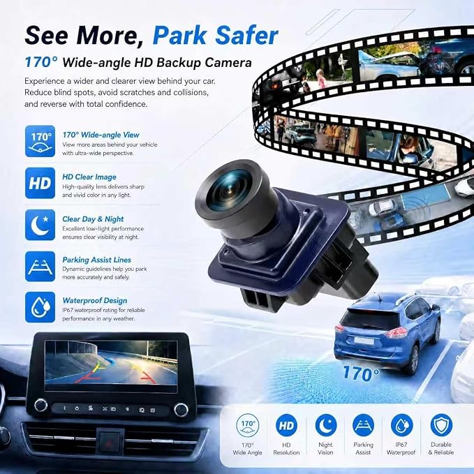 No. CL3Z-19G490-D Rear View Backup Reverse Parking Camera/Rear View Camera | Compatible with Ford F-150 2011-2014 XLT XL FX4 STX Mustang 2015-2018 Camera - Rear [6 Pins] EL3Z-19G490-D AL3Z-19G490-A
