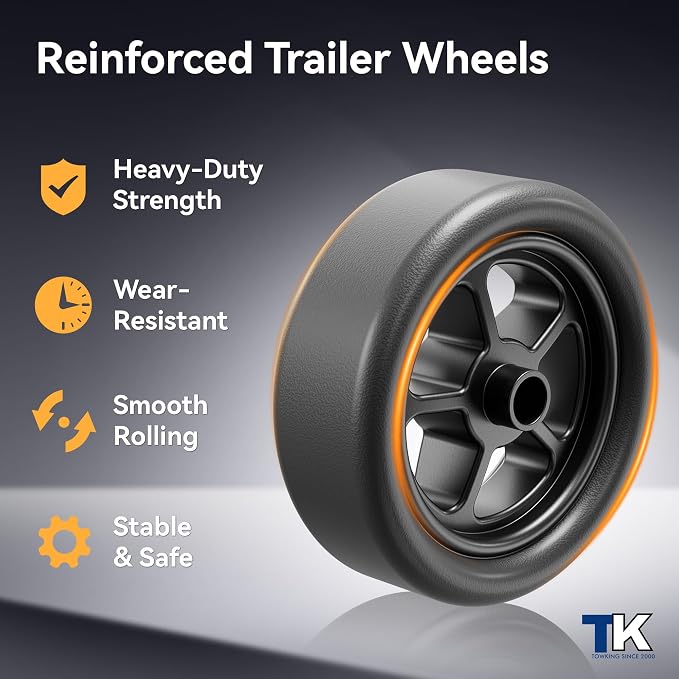 2,500lbs Dual 6" Trailer Jack Swivel Caster with Upgraded Spoked Wheels and Reinforced Bracket, Silver