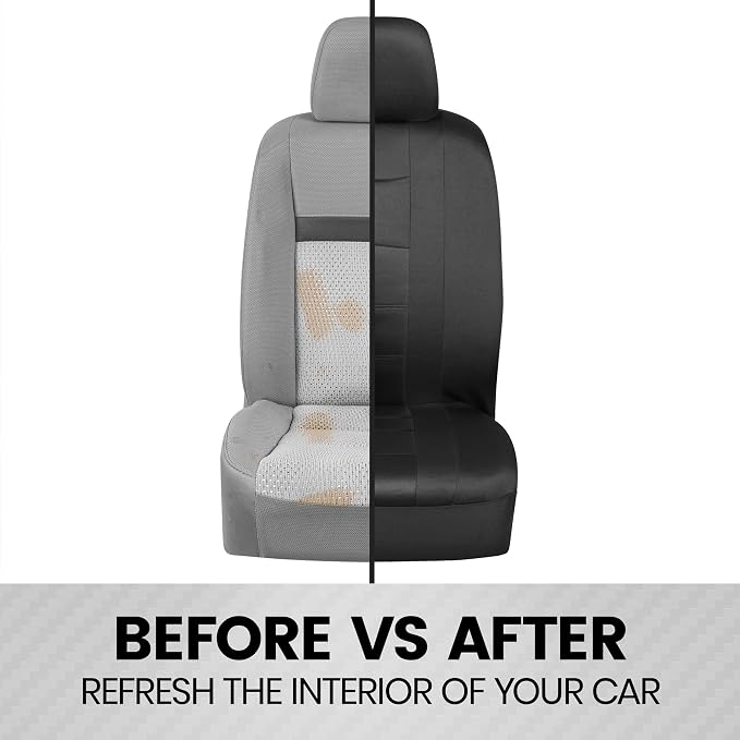 BDK CarXS Black Car Seat Covers Full Set with Matching Set of Floor Mats for SUV, Car, & Truck - Car Seat Covers Front Seats & Bench Seat Cover Car Seat Protector Car Mats Full Set Interior Covers
