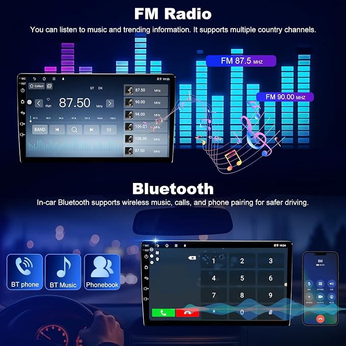 4+64GB 5GWiFi6 Upgrade Car Radio for Chevy Silverado 1500 GMC Sierra 1500 2007-2013, Tahoe Yukon 2007-2014, Equinox Acadia Savana 10" Touch Screen Stereo, Wireless Carplay Android Auto Camera GPS FM