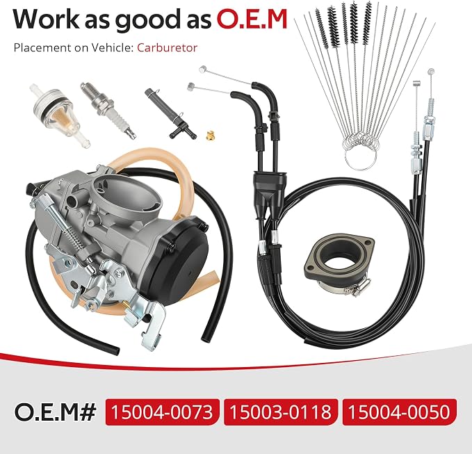 JAVIK Carburetor Assembly & Throttle Cable With Intake Manifold For Kawasaki KLR650 2008-2018 O.E.M# 15004-0073 15003-0118 15004-0050