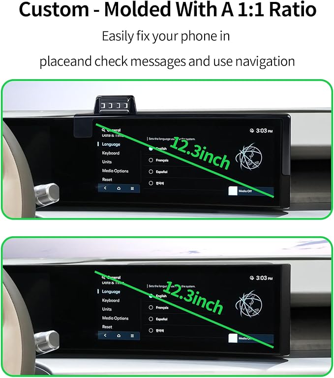 Wireless Charging car Phone Holder for Hyundai Ioniq 9 2025 Accessories 12.3 inch Screen Fixed Clip,360° Rotation car Phone Mount Compatible with MagSafe