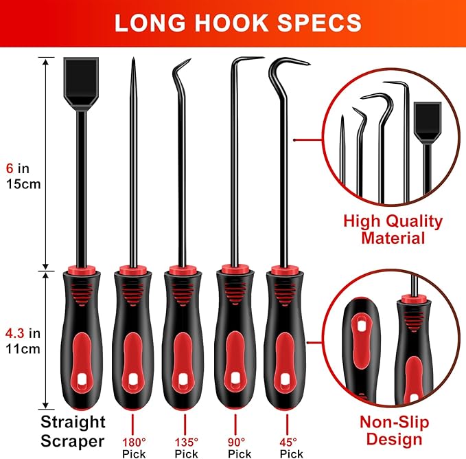 13 Pcs Precision Pick and Hook Tool Set with Clip Removal Plier Rivets Puller Fastener Remover Telescoping Magnetic Pickup Gasket Scraper for Electronics Maintenance Pick Tools Automotive Repair