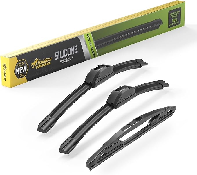 Raidbee® Silicone Windshield Wiper blades 3 pack Replacement for Jeep Wrangler 2018 2017 2016 2015 2014 2013 2012 2011 2010 2009 2008 2007 All-Season Silicone Windshield Wipers 15" 15" 12"