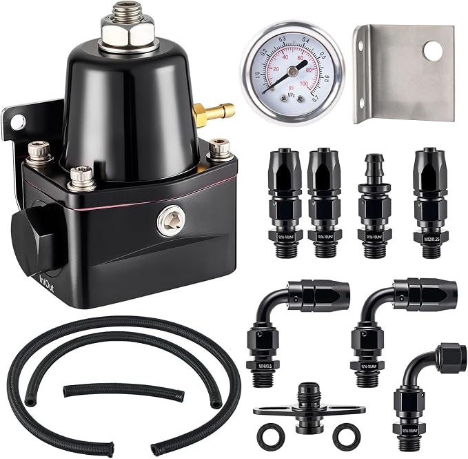 EVIL ENERGY Fuel Pressure Regulator 6AN EFI Bypass Return Adjustable (30-70PSI), Black