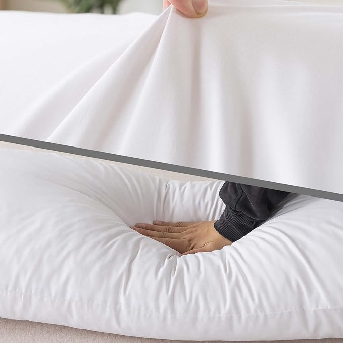 WhatsBedding Memory Foam Body Pillow with Breathable Zippered Cotton Cover, Full Body Pillow for Adults, Long Pillow for Sleeping, Firm Pillow Fluffy Supportive, Pure White