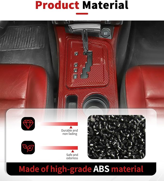 JWWY Challenger Interior Kit for 2009-2014 Dodge Challenger, Gear Shift Panel Dashboard Center Console Vent Outlet Cover Trim Red Carbon Fiber 8PCS