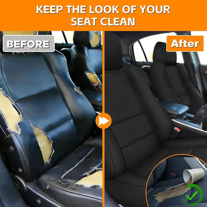 Front Seat Covers Compatible with 2004-2008 Acura TL, Heavy Duty Cationic Linen Fabric Seat Protector