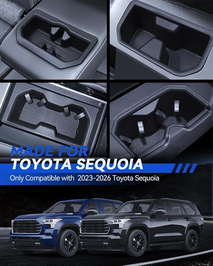 for Sequoia 5 Pcs Cup Holder Set 2023-2026 Sequoia(SR/Limited) Accessories Control Cupholder Insert Durable-8 Seat Only