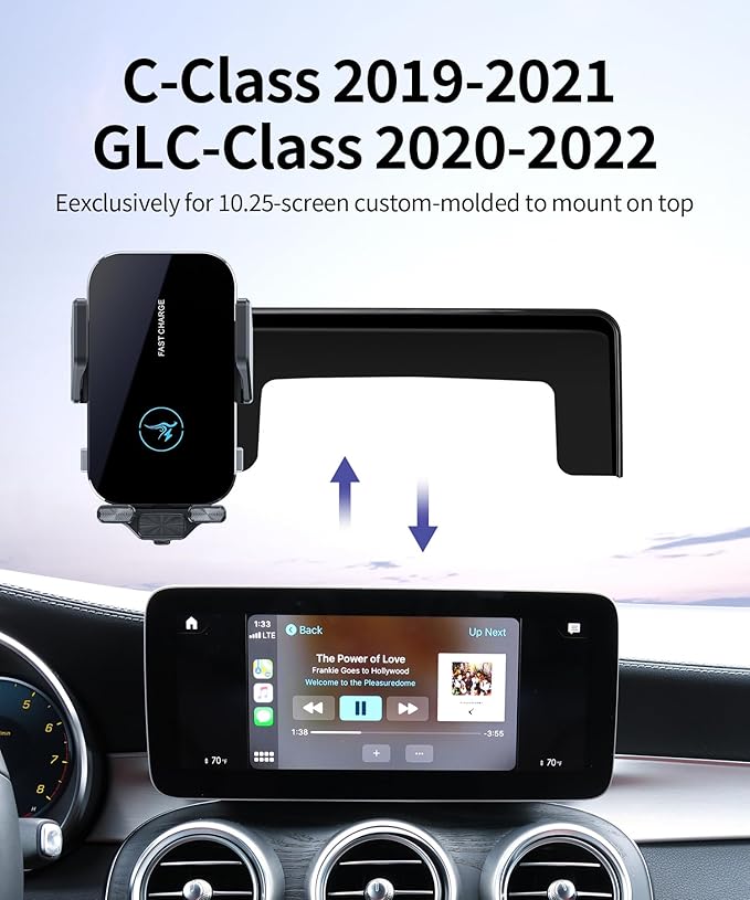 15W Wireless Fast Charger for Mercedes Benz GLC-Class 2020-2022/C-Class 2019-2021 Accessories 10.25 inch Screen Fixed Clip, Auto Accessories Navigation Bracket, 360° Rotation