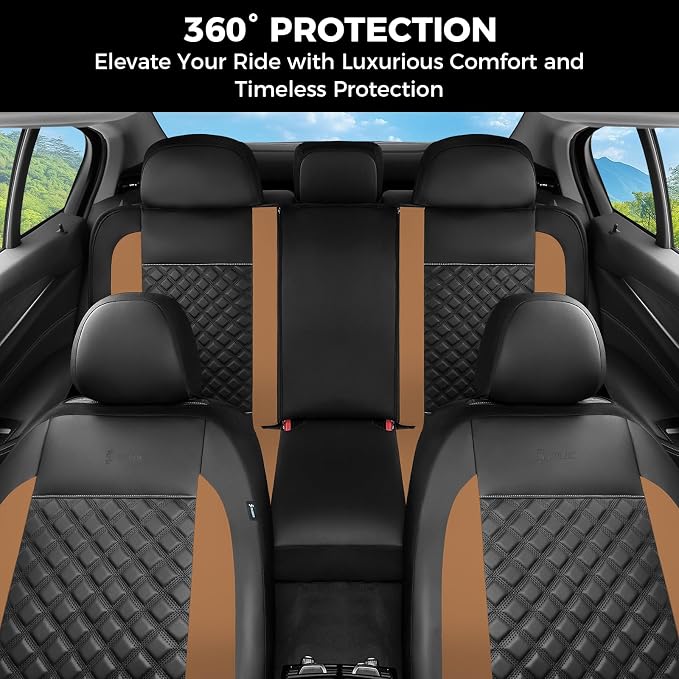 FLORICH Seat Covers, Front Seat Covers 2 PCs, Automotive Seat Cover for Cars, Luxury Leather Universal Seat Cover Accessories Fit for Most Cars SUV Truck Sedans(Brown)