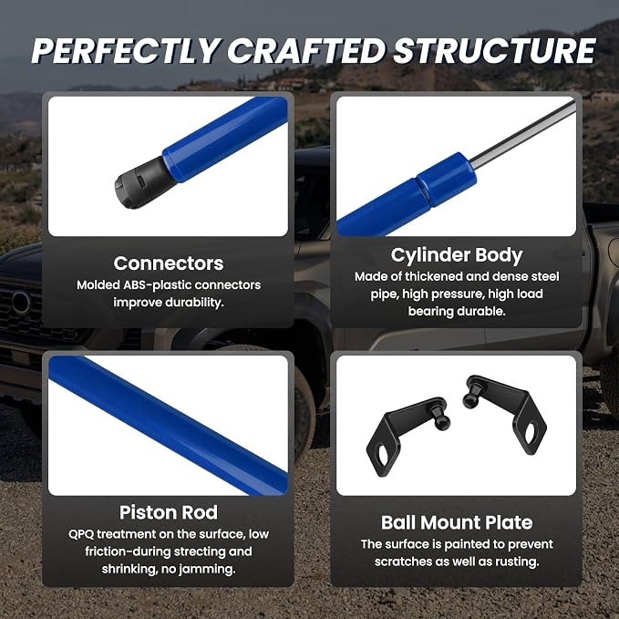 Hood Struts for Toyota Tacoma 2024 2025+ and 4Runner 2025+, Hood Lift Support No Drill Front Gas Springs Shocks Compatible with Toyota Tacoma/4Runner Accessories|Blue