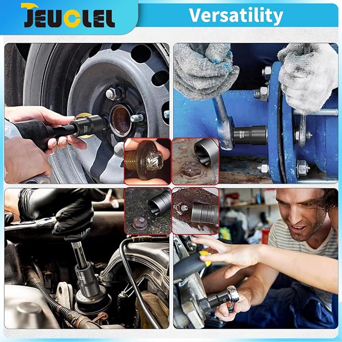5PCS Twist Lug Nut Socket Set - 1/2 inch Drive Damaged Nut Lock Remover Extractor - Rusted & Strip & Stripped & Stuck Locking Nut Removal Tool Kit with 17mm 19mm 21mm 22mm Sockets