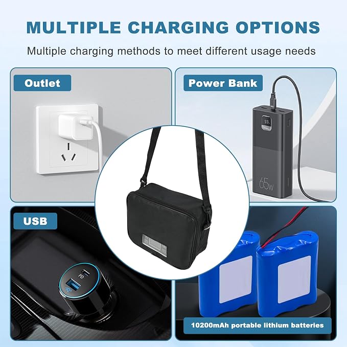 Huazu Portable Travel Cooler Box with Aluminum Liner, Precise 36°F–64°F (2–18°C) Temperature Control, Large Capacity Mini Fridge for Home, Car, Office, and Trips, Battery & USB Powered