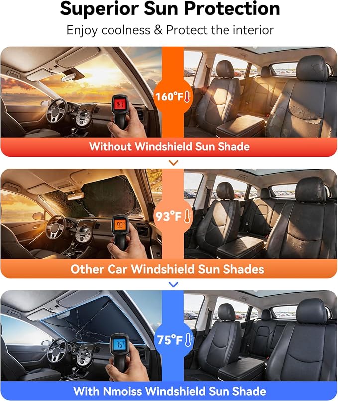 Nmoiss [Vinyl Coating Heat Shield] Windshield Sun Shade Umbrella Custom for Soul, Protect Car from Sun Rays & Heat Damage Keep Cool and Protect Interior