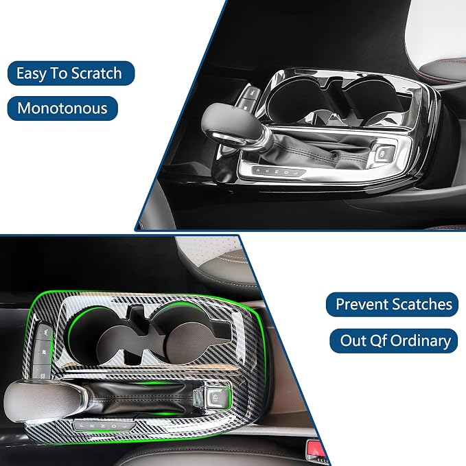 Center Console Gear Shift Panel Cover Anti Scratch Gear Shifter Trim Interior Decoration Accessories ABS Material Imitation Carbon Fiber Pattern for Chevrolet Trax 2023 2024 2025 Pack of 2
