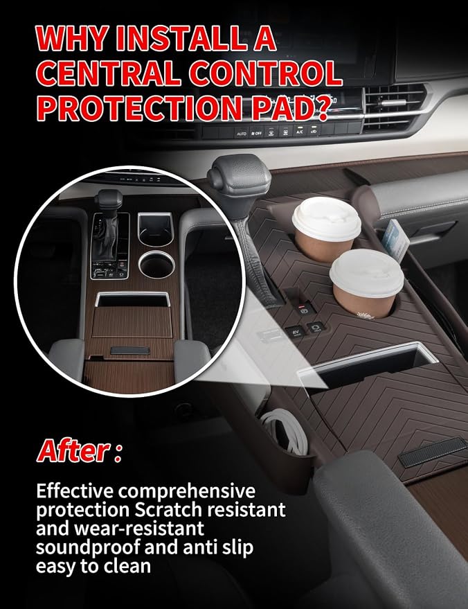 Silicone pad for Central Control for 2026 2025 2024 2023 2022 2021 Toyota Sienna Storage Box Accessories Silicone Protective Cover for Interior Decoration of Gear Shift (Brown)